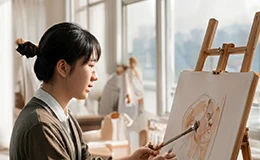 学生进行美术学习